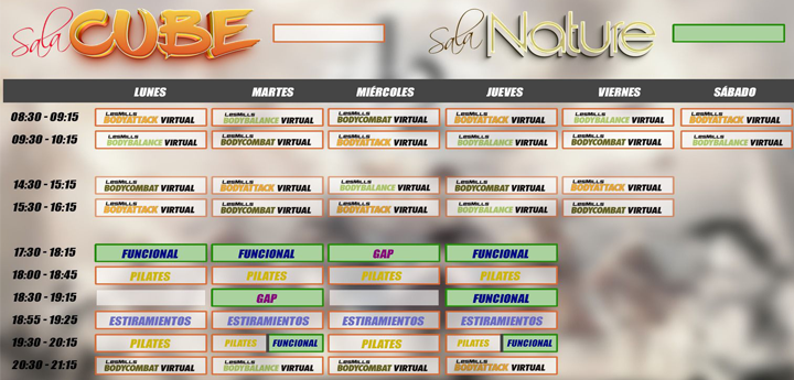 Horario S. NATURE + CUBE